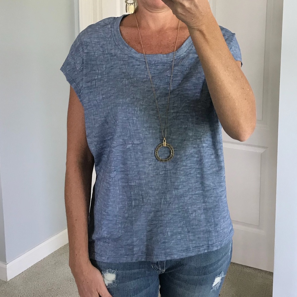Blue Mineral Wash Short Sleeve Top - Picture 2 of 7
